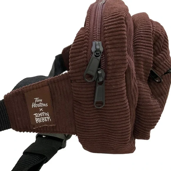 Justin Bieber x Tim Hortons Collab Tim Biebs Fanny Pack Brown Corduroy B… - Picture 5 of 16